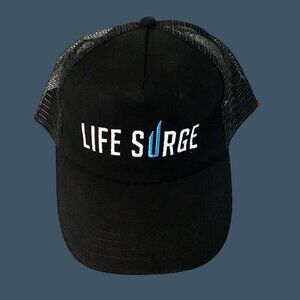 LIFE SURGE SNAP BACK BLACK HAT WITH FRONT LOGO